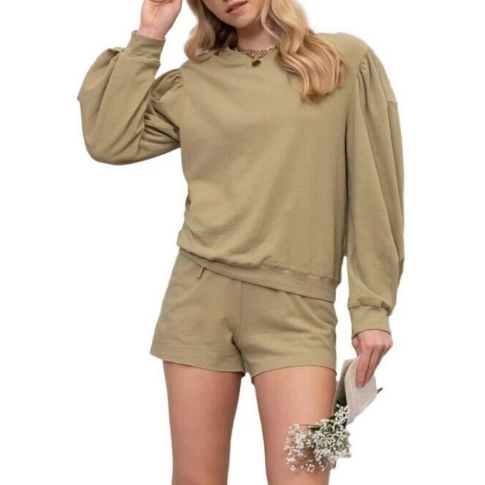 💎 By the River Long Sleeve Sweatshirt & Shorts Lounge Set Large - Flawed Gem